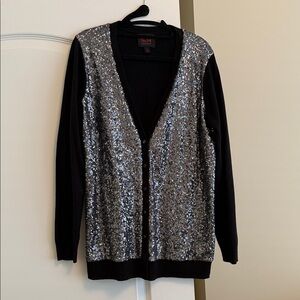 Banana Republic The L Wren Scott Collection Sequin Front Black Cardigan Sweater
